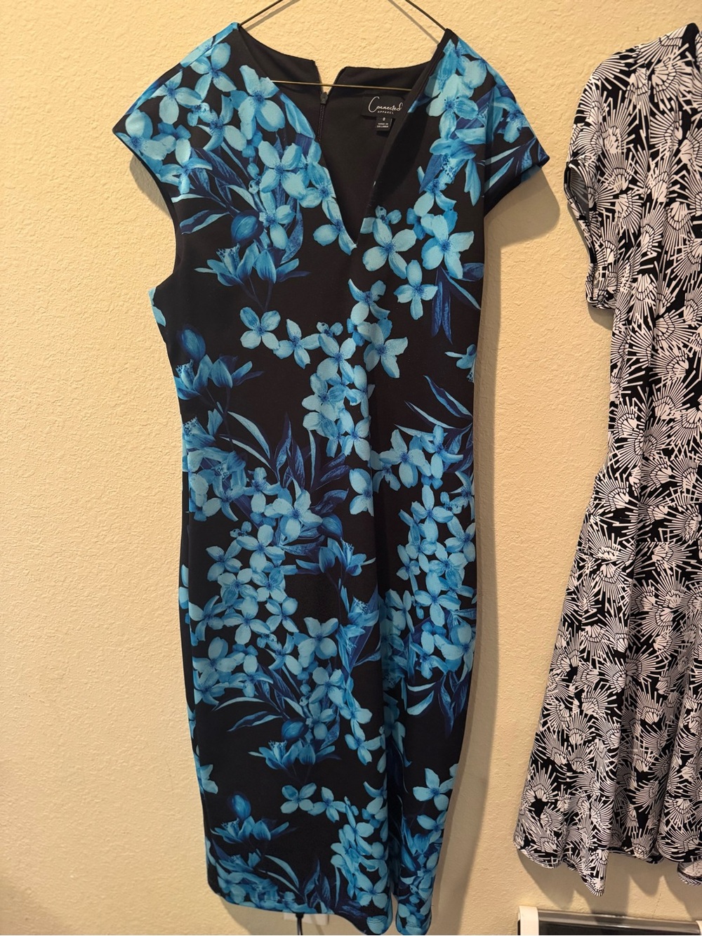 Cynthia Rowley Black Dress with Blue Floral Print